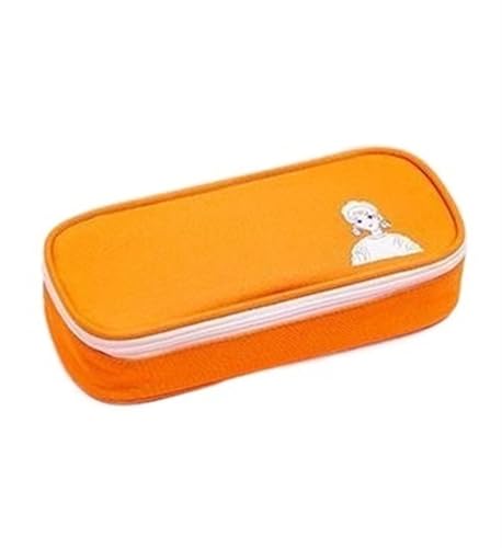 Multifunktionale Bleistiftbox Großes Federmäppchen mit Reißverschluss, große Kapazität, süße Bleistiftbox, tragbare Aufbewahrungstasche, Schulbedarf, multifunktionale Schreibwarenbox (Color : Orange von GSJNHY
