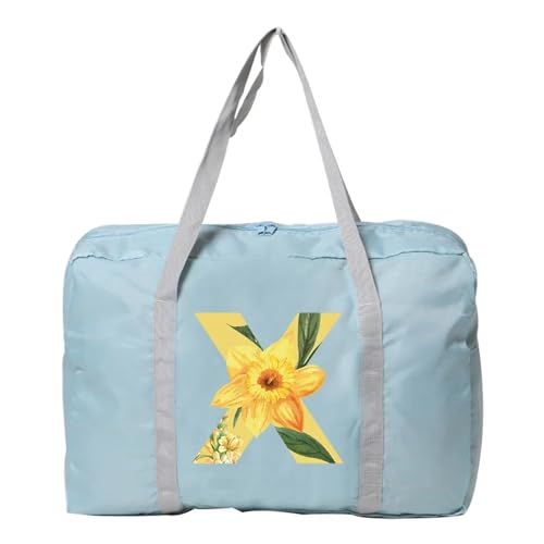 Reise Seesack Damen-Reisetasche, faltbar, Reisetasche, Tragetasche, Handgepäck, Sport-Reisetasche, Weekender, Übernachtung, Blumenmuster-Druck für Herren, Dame, Camping, Wandern (Color : 5floral X) von GSJNHY