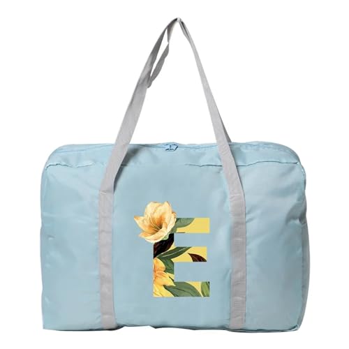 Reise Seesack Damen-Reisetasche, faltbar, Reisetasche, Tragetasche, Handgepäck, Sport-Reisetasche, Weekender, Übernachtung, Blumenmuster-Druck für Herren, Dame, Camping, Wandern (Color : 5floral E) von GSJNHY