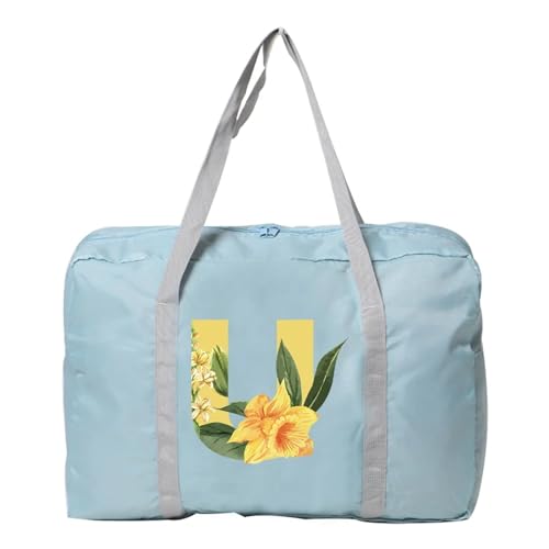 Reise Seesack Damen-Reisetasche, faltbar, Reisetasche, Tragetasche, Handgepäck, Sport-Reisetasche, Weekender, Übernachtung, Blumenmuster-Druck für Herren, Dame, Camping, Wandern (Color : 5floral U) von GSJNHY