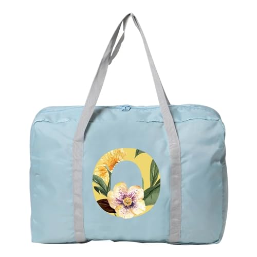 Reise Seesack Damen-Reisetasche, faltbar, Reisetasche, Tragetasche, Handgepäck, Sport-Reisetasche, Weekender, Übernachtung, Blumenmuster-Druck für Herren, Dame, Camping, Wandern (Color : 5floral O) von GSJNHY