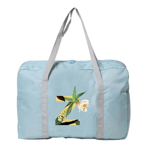 Reise Seesack Damen-Reisetasche, faltbar, Reisetasche, Tragetasche, Handgepäck, Sport-Reisetasche, Weekender, Übernachtung, Blumenmuster-Druck für Herren, Dame, Camping, Wandern (Color : 5floral Z) von GSJNHY