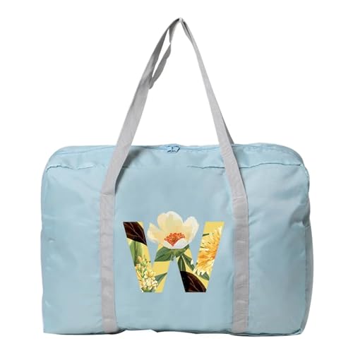 Reise Seesack Damen-Reisetasche, faltbar, Reisetasche, Tragetasche, Handgepäck, Sport-Reisetasche, Weekender, Übernachtung, Blumenmuster-Druck für Herren, Dame, Camping, Wandern (Color : 5floral W) von GSJNHY