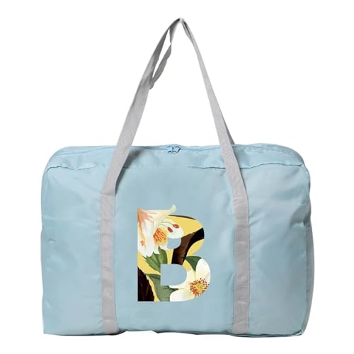 Reise Seesack Damen-Reisetasche, faltbar, Reisetasche, Tragetasche, Handgepäck, Sport-Reisetasche, Weekender, Übernachtung, Blumenmuster-Druck für Herren, Dame, Camping, Wandern (Color : 5floral B) von GSJNHY