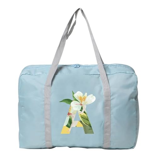 Reise Seesack Damen-Reisetasche, faltbar, Reisetasche, Tragetasche, Handgepäck, Sport-Reisetasche, Weekender, Übernachtung, Blumenmuster-Druck für Herren, Dame, Camping, Wandern (Color : 5floral A) von GSJNHY