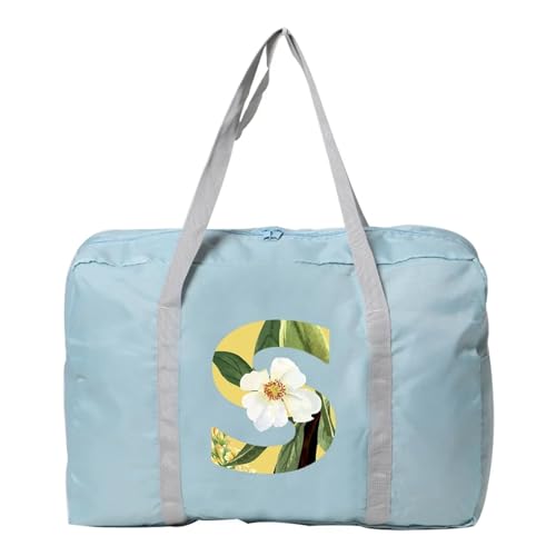 Reise Seesack Damen-Reisetasche, faltbar, Reisetasche, Tragetasche, Handgepäck, Sport-Reisetasche, Weekender, Übernachtung, Blumenmuster-Druck für Herren, Dame, Camping, Wandern (Color : 5floral S) von GSJNHY