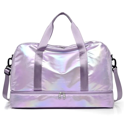 Reise Seesack Dry Wet Gym Bag Fitness Travel for Women Men Training Sports Outdoor Glitter Swim Bag Shoulder Weekend Bags für Herren, Dame, Camping, Wandern (Color : Purple) von GSJNHY