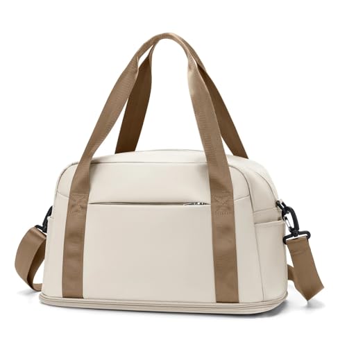 Reise Seesack Großes maximales Handgepäck for Männer und Frauen, Sporttasche, Wochenendtasche, Reisetasche für Herren, Dame, Camping, Wandern (Color : Beige with Beige) von GSJNHY