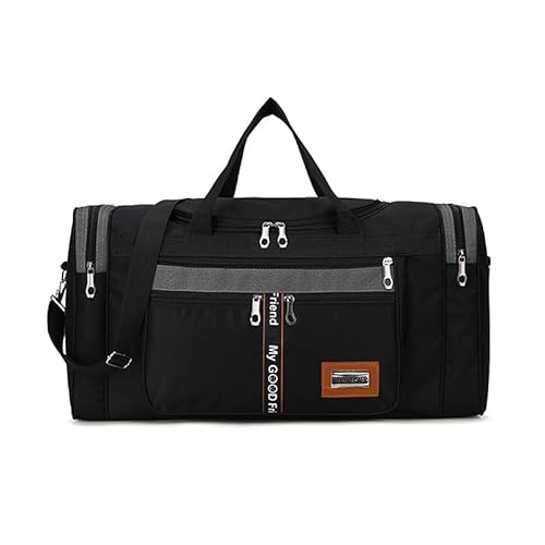 Reise Seesack Oxford Reisetasche Handtaschen Große Kapazität Handgepäck Taschen Männer Frauen Schulter Outdoor Tote Wochenende wasserdichte Tasche für Herren, Dame, Camping, Wandern (Color : Black) von GSJNHY