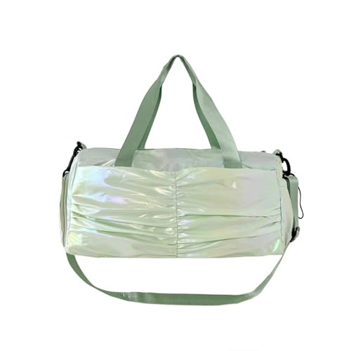 Reise Seesack Oxford Zipper Top Handle Bag for Women's Bag High Capacity Casual Handbag Pleated Travel Handbag für Herren, Dame, Camping, Wandern (Color : Green) von GSJNHY