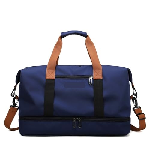 Reise Seesack Reisetaschen for Frauen Große Kapazität Männer Sporttasche wasserdichte Wochenende Sac Voyage Weibliche Messenger Tasche Trocken Und Nass für Herren, Dame, Camping, Wandern (Color : Blu von GSJNHY