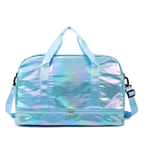 Reise Seesack Reisetaschen mit großer Kapazität, wasserdichte Tragetasche, Reisetasche for Damen, Damen-Yoga-Fitness-Taschen mit Schuhfach für Herren, Dame, Camping, Wandern (Color : Blue) von GSJNHY