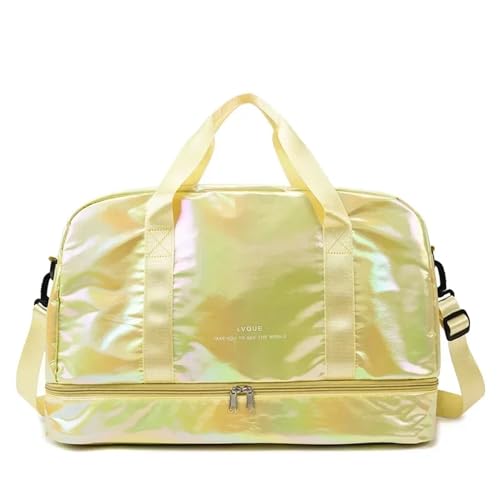 Reise Seesack Reisetaschen mit großer Kapazität, wasserdichte Tragetasche, Reisetasche for Damen, Damen-Yoga-Fitness-Taschen mit Schuhfach für Herren, Dame, Camping, Wandern (Color : Yellow) von GSJNHY