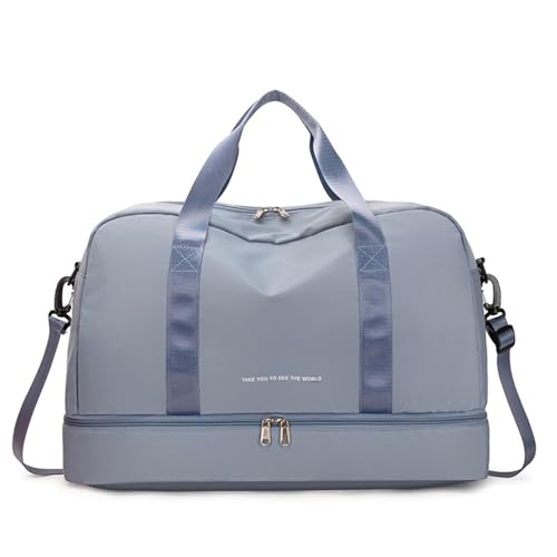 Reise Seesack Taschen for Frauen Handtasche Nylon Neue Gepäck Taschen for Frauen Umhängetasche Männer Reisetasche Casual Damen Schulter Tasche für Herren, Dame, Camping, Wandern (Color : Blue) von GSJNHY