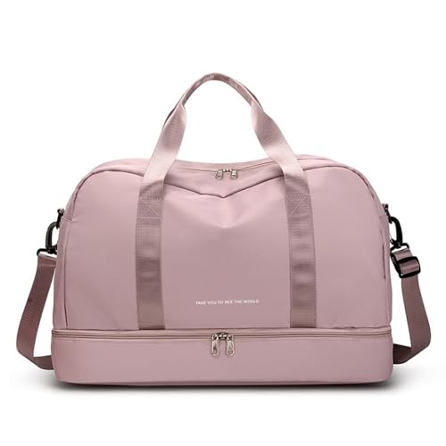 Reise Seesack Taschen for Frauen Handtasche Nylon Neue Gepäck Taschen for Frauen Umhängetasche Männer Reisetasche Casual Damen Schulter Tasche für Herren, Dame, Camping, Wandern (Color : Pink) von GSJNHY