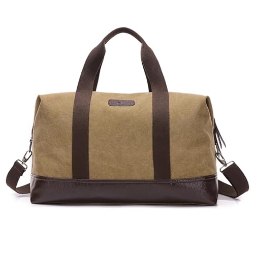 Reise Seesack Vintage Canvas-Taschen for Herren, Reise-Handgepäck, Wochenend-Übernachtungstaschen, große Outdoor-Aufbewahrungstasche, große Reisetasche für Herren, Dame, Camping, Wandern (Color : KHA von GSJNHY