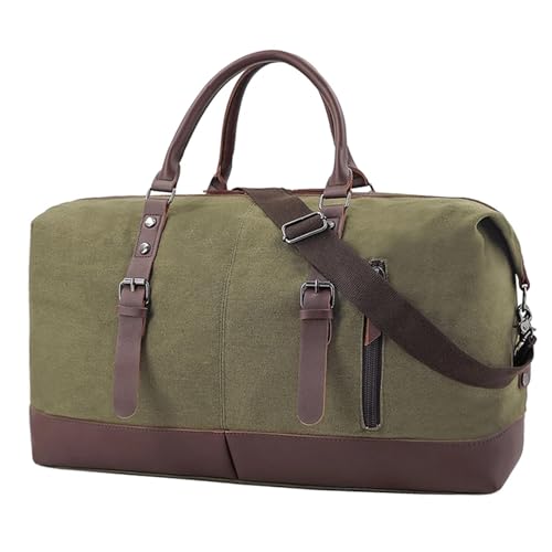 Reise Seesack Weekender Bag Travel Man Große Kapazität Reisetasche Casual Canvas Gepäck Outdoor Travel Male Tote Bag für Herren, Dame, Camping, Wandern (Color : Green) von GSJNHY