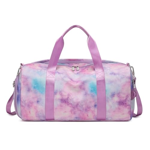 Reise Seesack for Mädchen, Turnbeutel, Turnbeutel, Tanztasche, Schuhfach, Wet Pocket, Weekender, Sport über Nacht für Herren, Dame, Camping, Wandern (Color : Pink Purple Graffiti) von GSJNHY