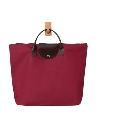 Reise Seesack wasserdichte Strandtasche Damen Nylon Handtasche Frauen Tragetaschen Große Kapazität Handtasche Oxford Casual Reise Umhängetaschen für Herren, Dame, Camping, Wandern (Color : Burgundy) von GSJNHY