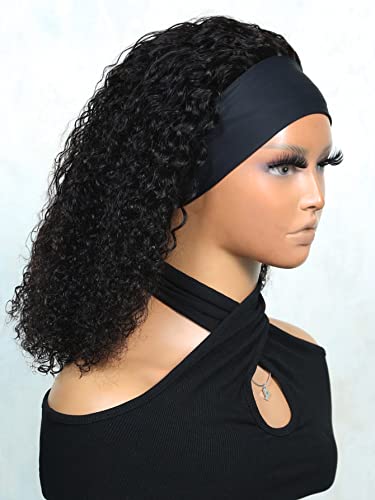 Women Wig Human Hair Curly Human Hair Wig With Headband For Party von GSJPMFZ