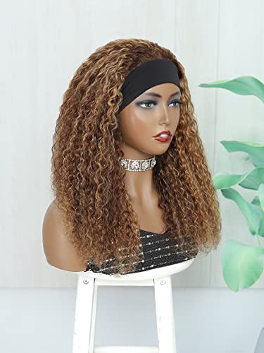 Women Wig Human Hair Medium Curly Human Hair Wig With Headband For Party von GSJPMFZ