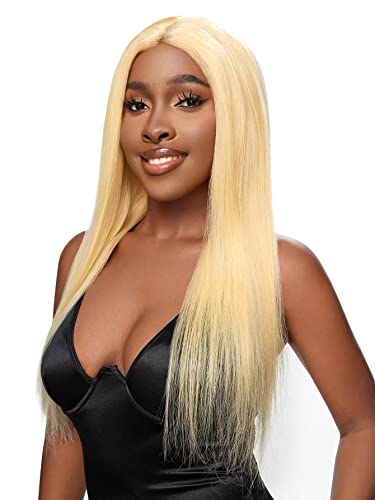 Women Wig Human Hair T-Part Lace Front Long Straight Human Hair Wig For Party von GSJPMFZ