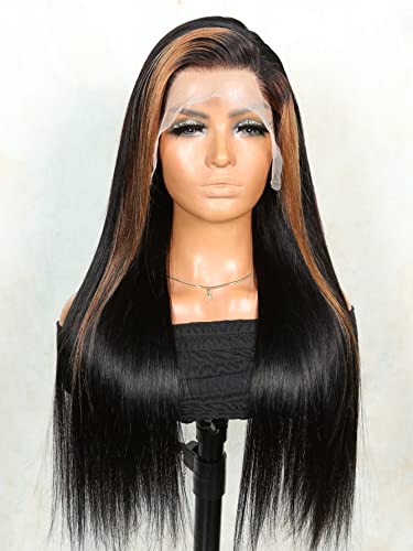 Women Wig Human Lace Wig 13*4 Lace Front Straight Human Hair Wig For Party ( Color : 200Density 13*4 , Size : 26 inch ) von GSJPMFZ