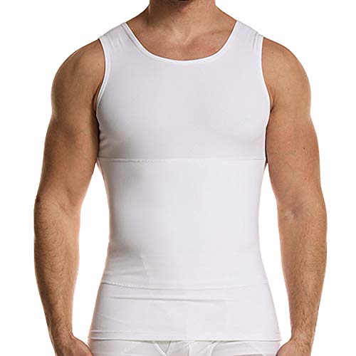 GSKS Herren Body Shaper Compression Tank Top Slimming Shapewear Bauch Unterhemd, Weiß, Groß von GSKS