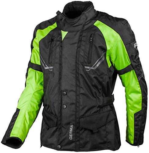 GERMAS gms Taylor Herren Motorradjacke mit Protektoren - Textil, wasserdicht, winddicht, atmungsaktiv, AirVent-System 2 Außentaschen, Taillengurt, Armweitenregulierung, Farbe:schwarz-gelb, Größe:11XL von GSM