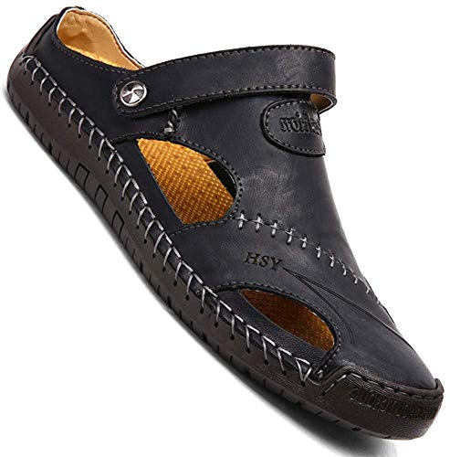 GSNOW Flip Flops Slipper Komfortschuhe Lederschuhe Pantolette Sandalette Herren Schwarz EU42 von GSNOW