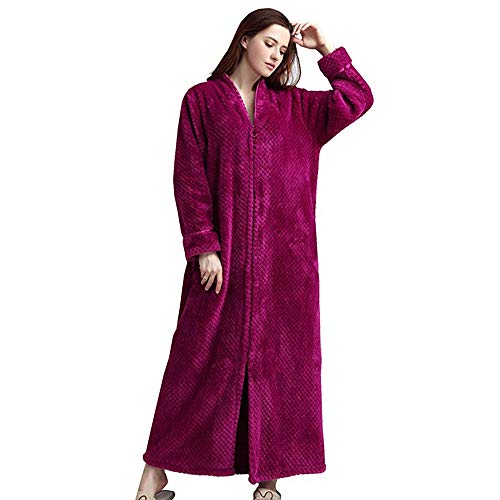 GSNOW Unisex Bademantel Lang Flauschiger Morgenmantel Saunamantel mit Reißverschluss von GSNOW