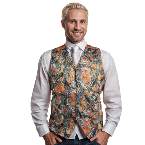 iLovewedding Tarnwesten für Herren, formelle Weste für Hochzeit, Bräutigam, legere Jagd - Orange - Mittel iLovewedding Tarnwesten für Herren, formelle Weste für Hochzeit, Bräutigam, legere Jagd - Orange - Mittel von GSQWAHS