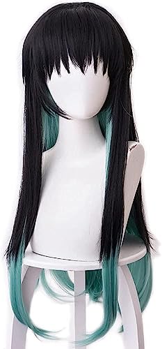 Wig Anime Cosplay Anime Muichiro Tokito Cosplay Perücke Kimetsu keine Yaiba Kostüm Halloween Cosplay Hitzebeständige Haar Perücken + Perücke Kappe von GSTINBLING