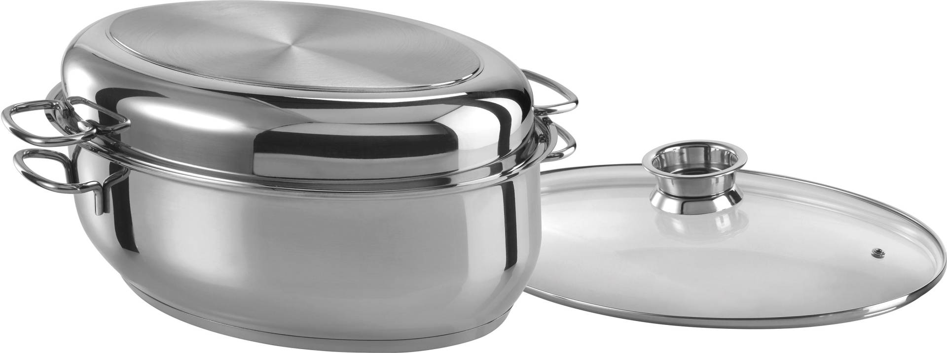 GSW Bräter Edelstahl 18/8 Set, 1 Bräter, 2 Deckel, 3 Stk. tlg. Induktion von GSW