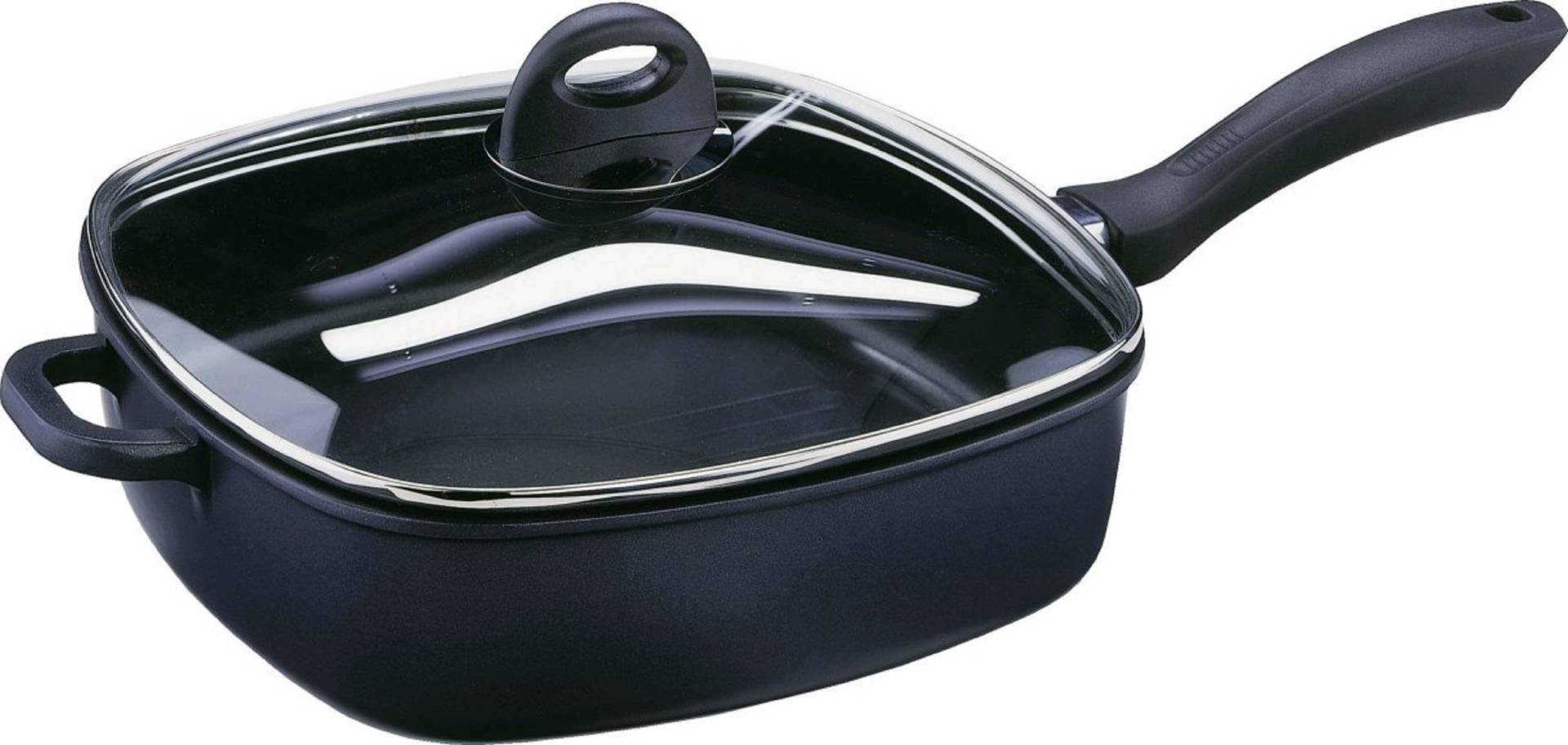 GSW Schmorpfanne "Gourmet" Aluminiumguss Fett-Trenn-Pfanne, robuste Qualtiät, 28x28 cm, Induktion von GSW