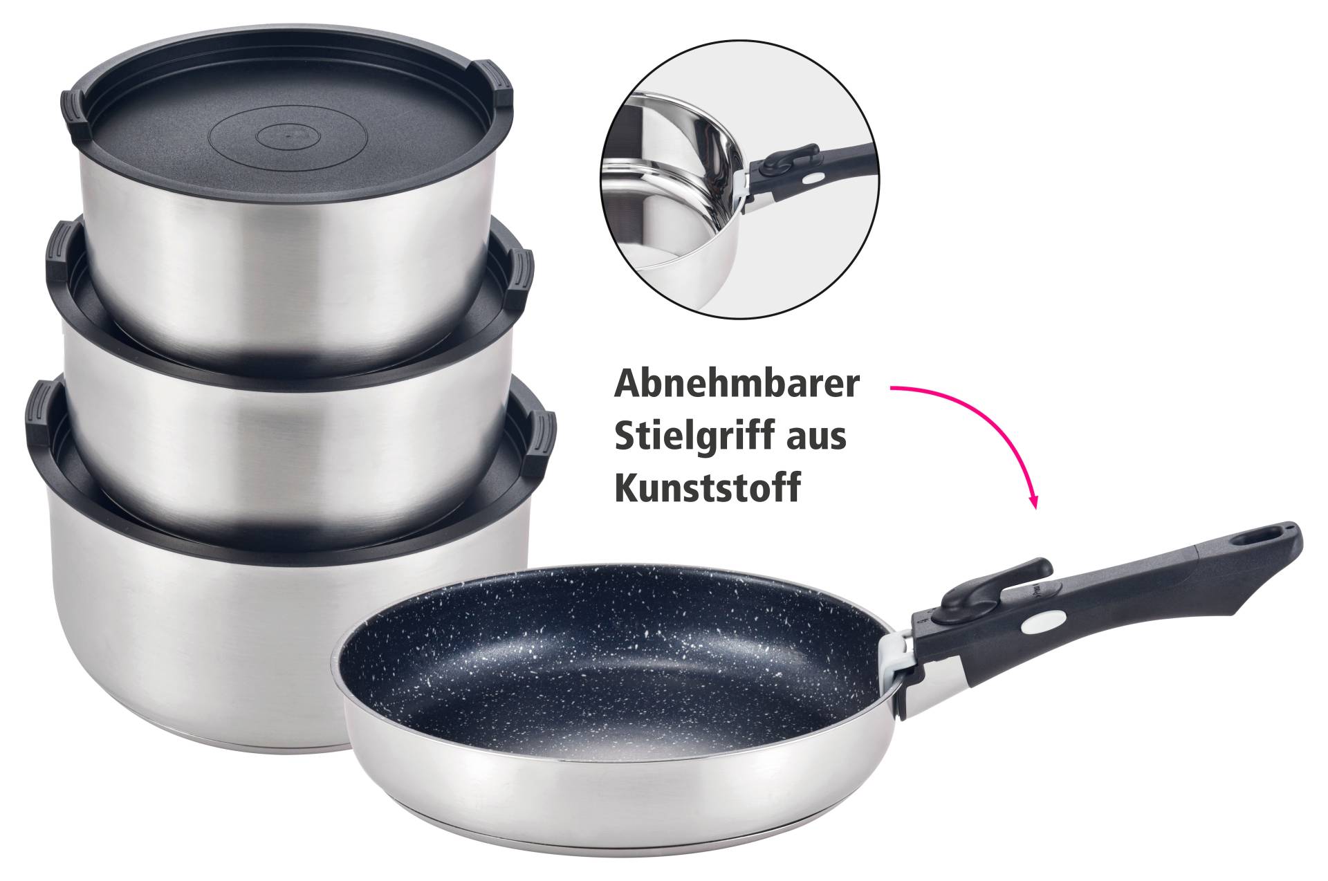 GSW Topf-Set "EASY CLICK" Set, 8 Stk. tlg. Edelstahl von GSW
