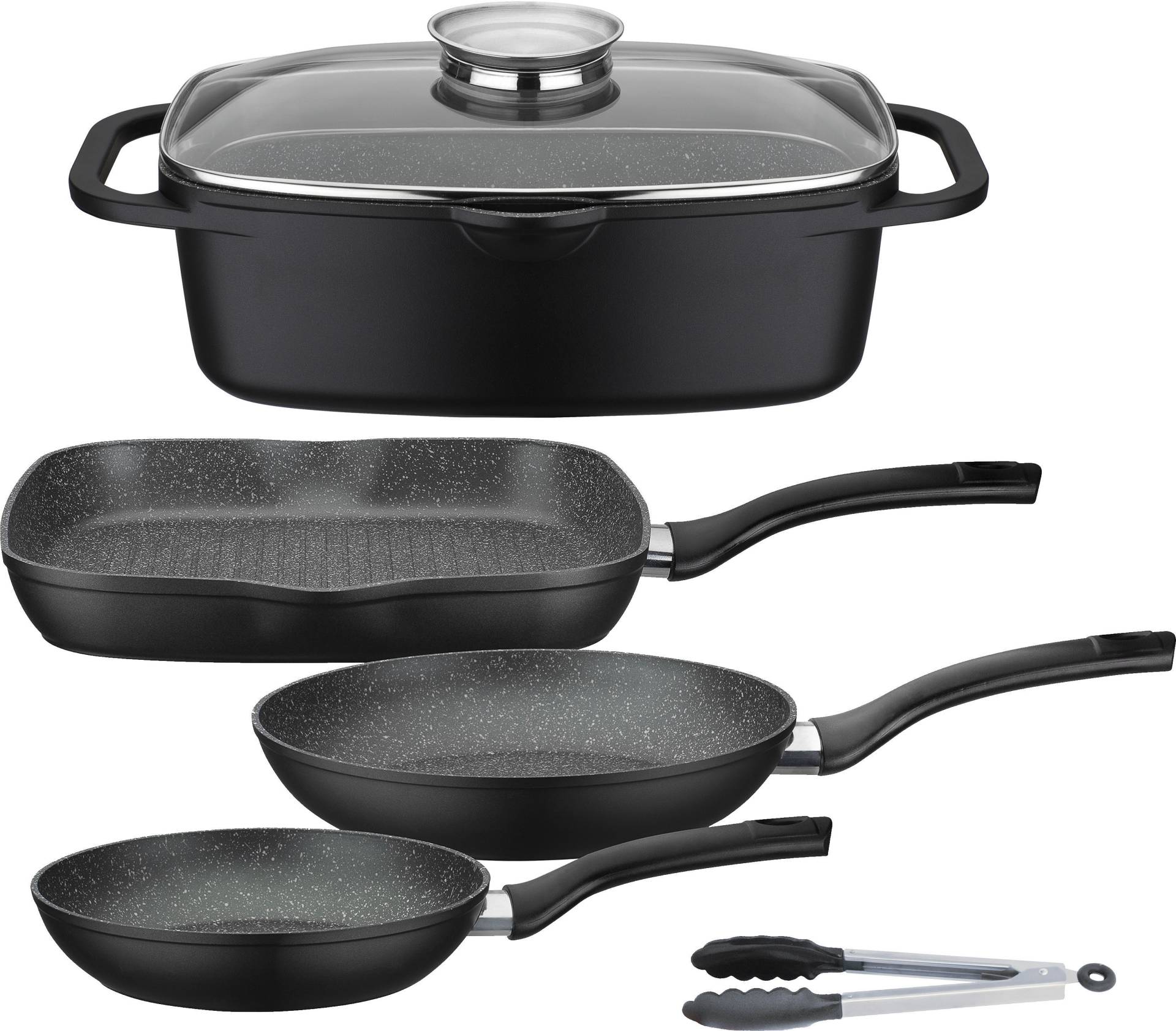 GSW Topf-Set "Gourmet Granit" Aluminiumguss Set, 1 Bräter, 1 Grillpfanne Ø 28cm, je 1 Bratpfanne Ø 20/24cm, 1 Kochzange, 5 Stk. tlg. Induktion GSW Topf-Set "Gourmet Granit" Aluminiumguss Set, 1 Bräter, 1 Grillpfanne Ø 28cm, je 1 Bratpfanne Ø 20/24cm, 1 Kochzange, 5 Stk. tlg. Induktion von GSW