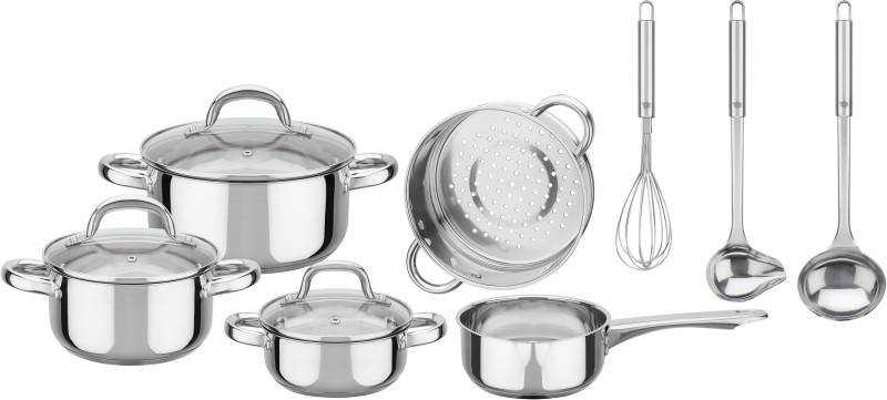 GSW Topf-Set "Montreal" Set, je 1 Kochtopf 14/16/20 cm, 1 Stieltopf 14 cm, 11 Stk. tlg. Edelstahl von GSW