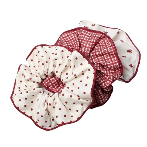 Haarschmuck 3PC Süße Scrunchies for Mädchen Frauen Dot Plaid Elastische Haarbänder Schleife Haargummi Pferdeschwanzhalter Haargummibänder Stoffe Kopfbedeckungen von GSXLZ