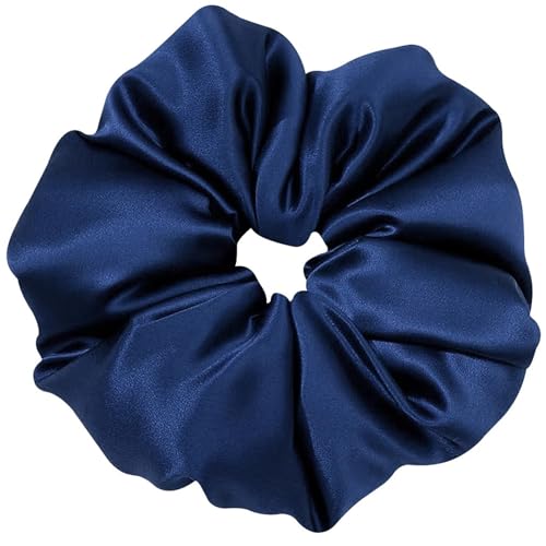 Haarschmuck Reine Maulbeerseide Große Kissen Scrunchies Haarbänder Baumwollfüllung for Frauen Mädchen(Blue1) von GSXLZ