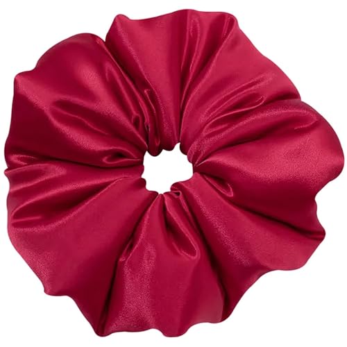 Haarschmuck Reine Maulbeerseide Große Kissen Scrunchies Haarbänder Baumwollfüllung for Frauen Mädchen(Red) von GSXLZ