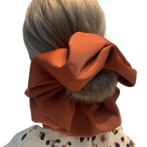 Haarschmuck Stain Silk Oversize Scrunchies for Frauen Mädchen Einfarbig Haar Seil Elastische Haar Band Haar Krawatte Haar Zubehör(Caramel) von GSXLZ