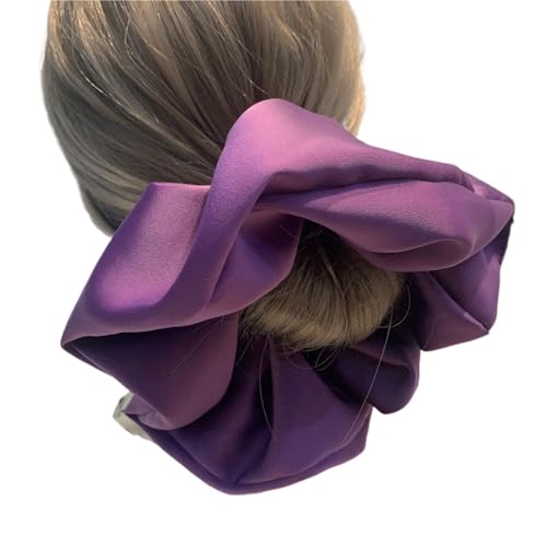 Haarschmuck Stain Silk Oversize Scrunchies for Frauen Mädchen Einfarbig Haar Seil Elastische Haar Band Haar Krawatte Haar Zubehör(Purple) von GSXLZ