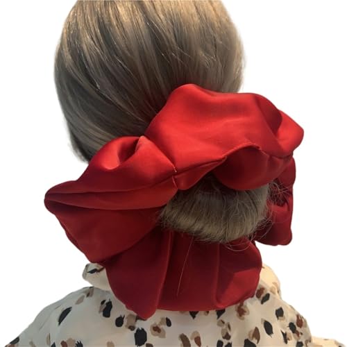 Haarschmuck Stain Silk Oversize Scrunchies for Frauen Mädchen Einfarbig Haar Seil Elastische Haar Band Haar Krawatte Haar Zubehör(Wine red) von GSXLZ