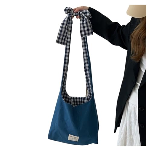 Jeanstasche Seitliche Umhängetaschen Blaue Handtasche mit großem Fassungsvermögen Schleifenriemen Urlaubs-Einkaufstasche Denim-Canvas-Handtasche(Blue) von GSXLZ