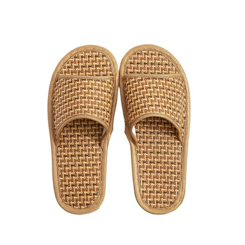 Rattanslipper Für Damen Rattan Home Leinen Hausschuhe for Frauen Sommer gewebt Kühlung Boden Indoor Rutschen Unisex Schlafzimmer Schuhe Zapatillas Mujer(Color1,42-43) von GSXLZ
