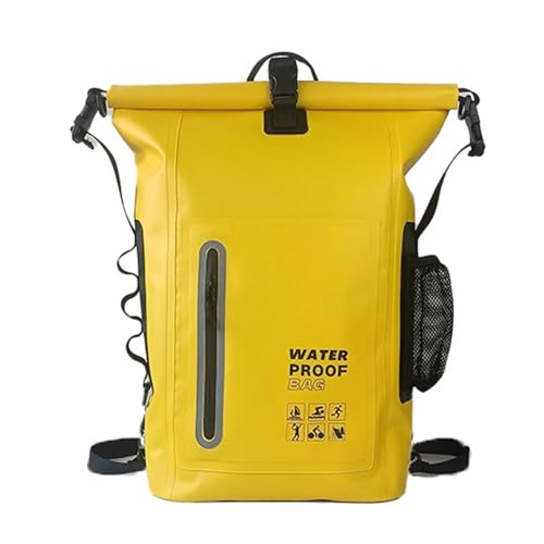 wasserdichte Tasche wasserdichte Kajak Dry Bag Drift Schwimmen Rucksack Große Fluss Trekking Schulter Strand Tauchen Trocken Rafting Kanu PVC Camping Tasche(Yellow) von GSXLZ