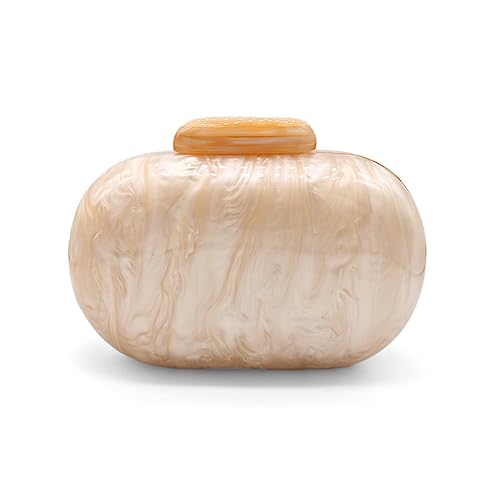 GSYPS Acryl-Abend-Clutch für Damen, Muschelform, Umhängetasche, Glitzer, Marmor, Geldbörse, Handtasche, A-Champagner von GSYPS