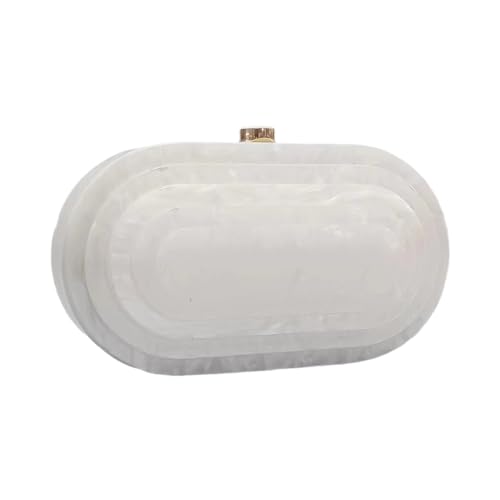 GSYPS Acryl-Abend-Clutch für Damen, Muschelform, Umhängetasche, Glitzer, Marmor, Geldbörse, Handtasche, C-weiß von GSYPS