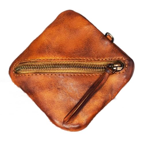 1 Stück Herren und Damen Münzbörse Retro Kleine Leder Reißverschluss Münztasche Ultradünne lässige Mini-Tasche (Farbe: A, Größe: 9 x 2 x 9 cm), B, 9*2*9cm von GSZCCZS
